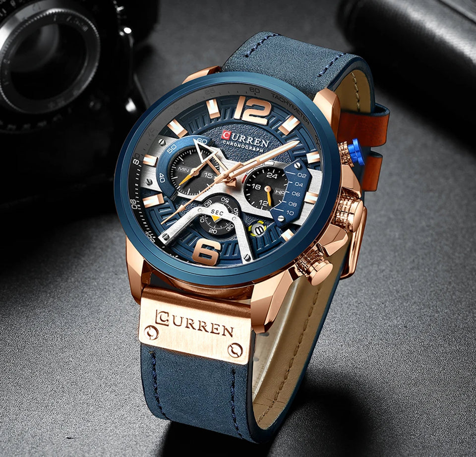 Relogio curren 8329 masculino de luxo