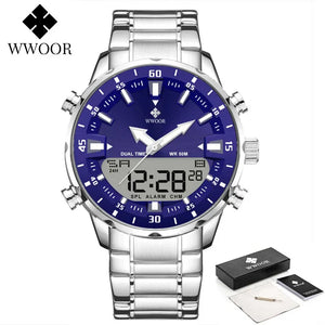 Wwoor novo relógio digital de luxo para homens