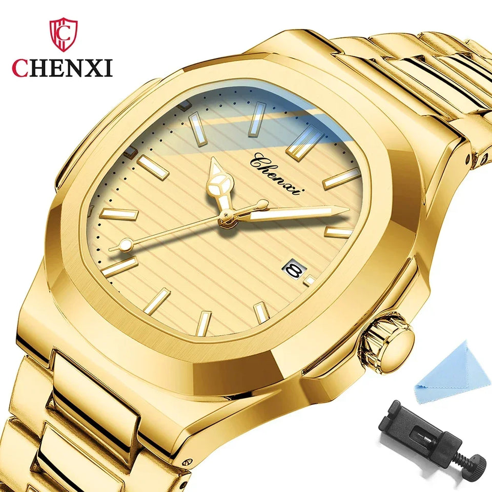 Chenxi 8222 luxo ouro aço inoxidável