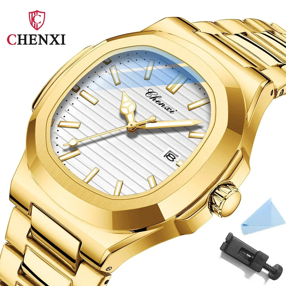 Chenxi 8222 luxo ouro aço inoxidável