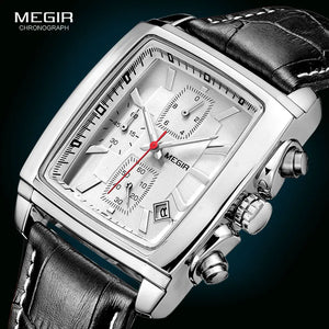 Megir retângulo pulseira de couro