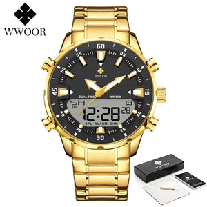 Wwoor novo relógio digital de luxo para homens