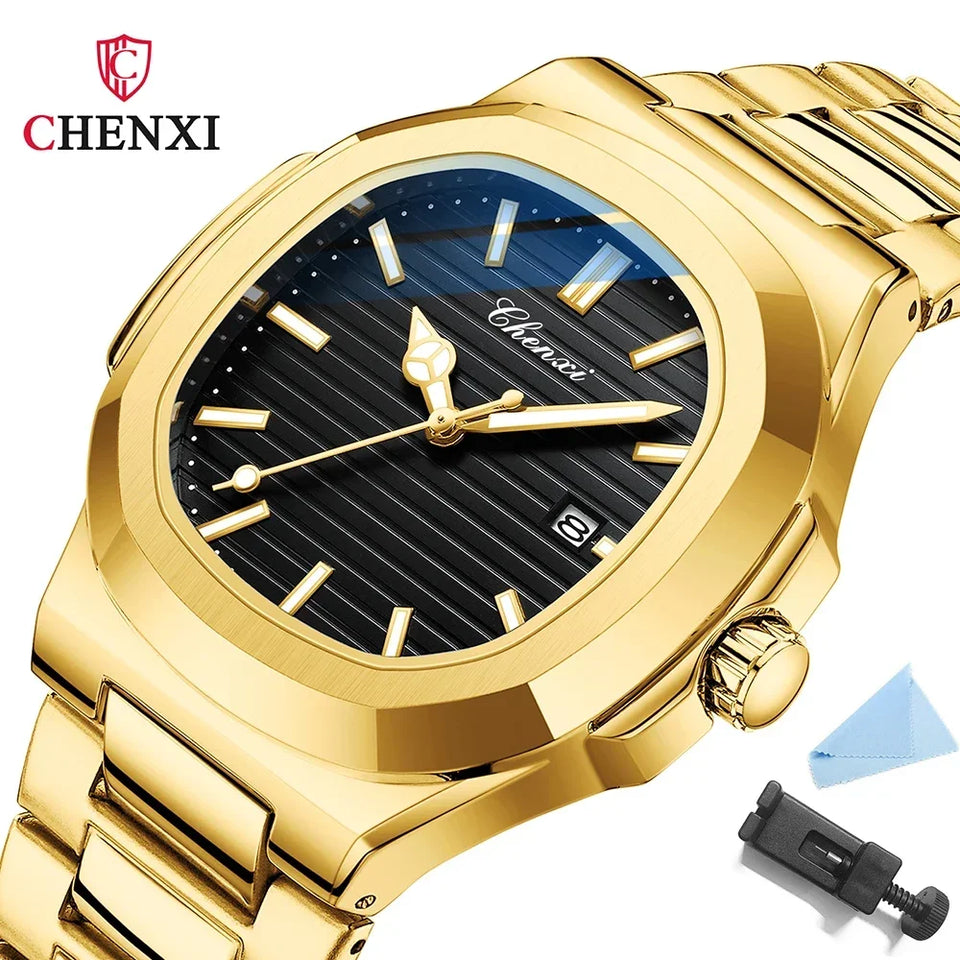 Chenxi 8222 luxo ouro aço inoxidável